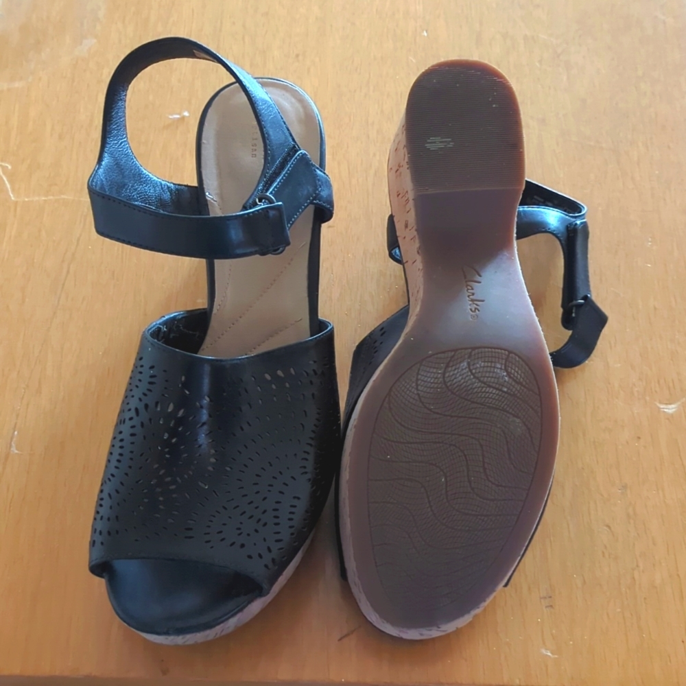 Clarks Artisan Cork Sole Platform Sandals Gem